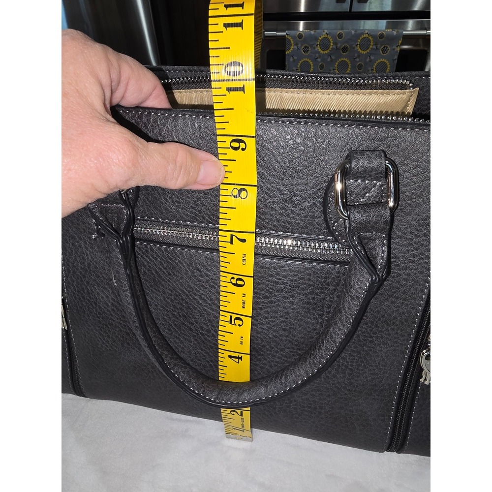 Locking CCW Concealed Carry Satchel Charcoal Gray Braided Handbag Crossbody Bag